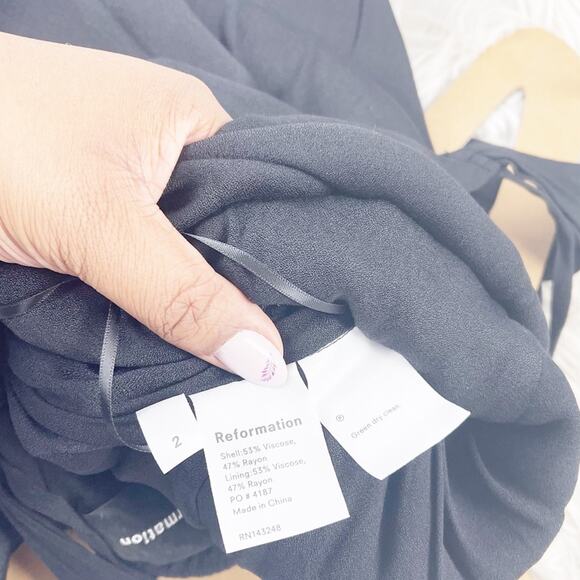 Reformation Womens Poppy Dress in Black Cold Shoulder Sweetheart Neckline Size 2 - Picture 5 of 5